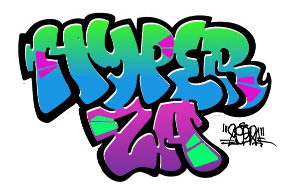 Hyper Za Artwork Hyper Za Schriftzug-Grafik in Graffiti-Optik