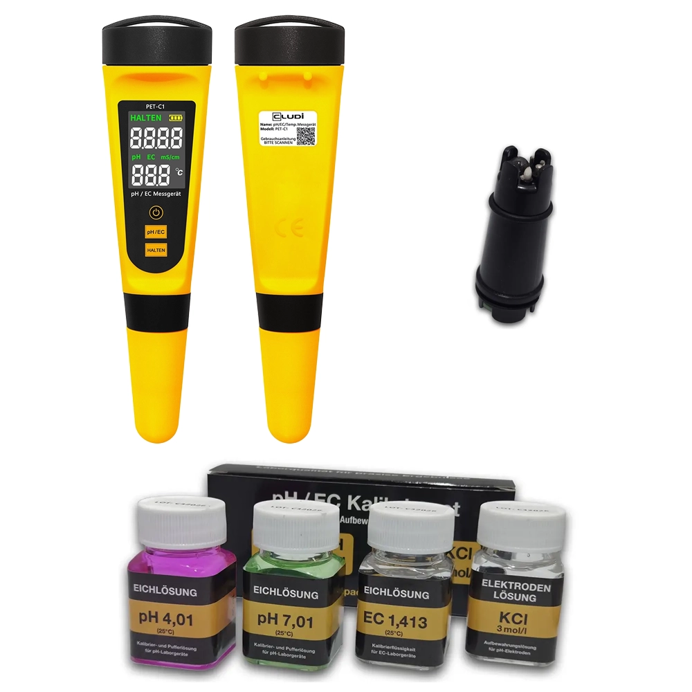 PET-C1 PRO Komplett-Set – Messgerät + Ersatzelektrode + Kalibrierset PET-C1 PRO Komplett-Set – Messgerät + Ersatzelektrode + Kalibrierset