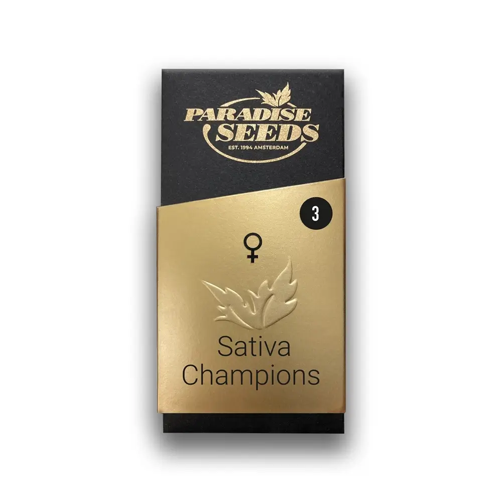 Chem Cake Verpackung Goldene Paradise Seeds Verpackung aus der Reihe Sativa Champions