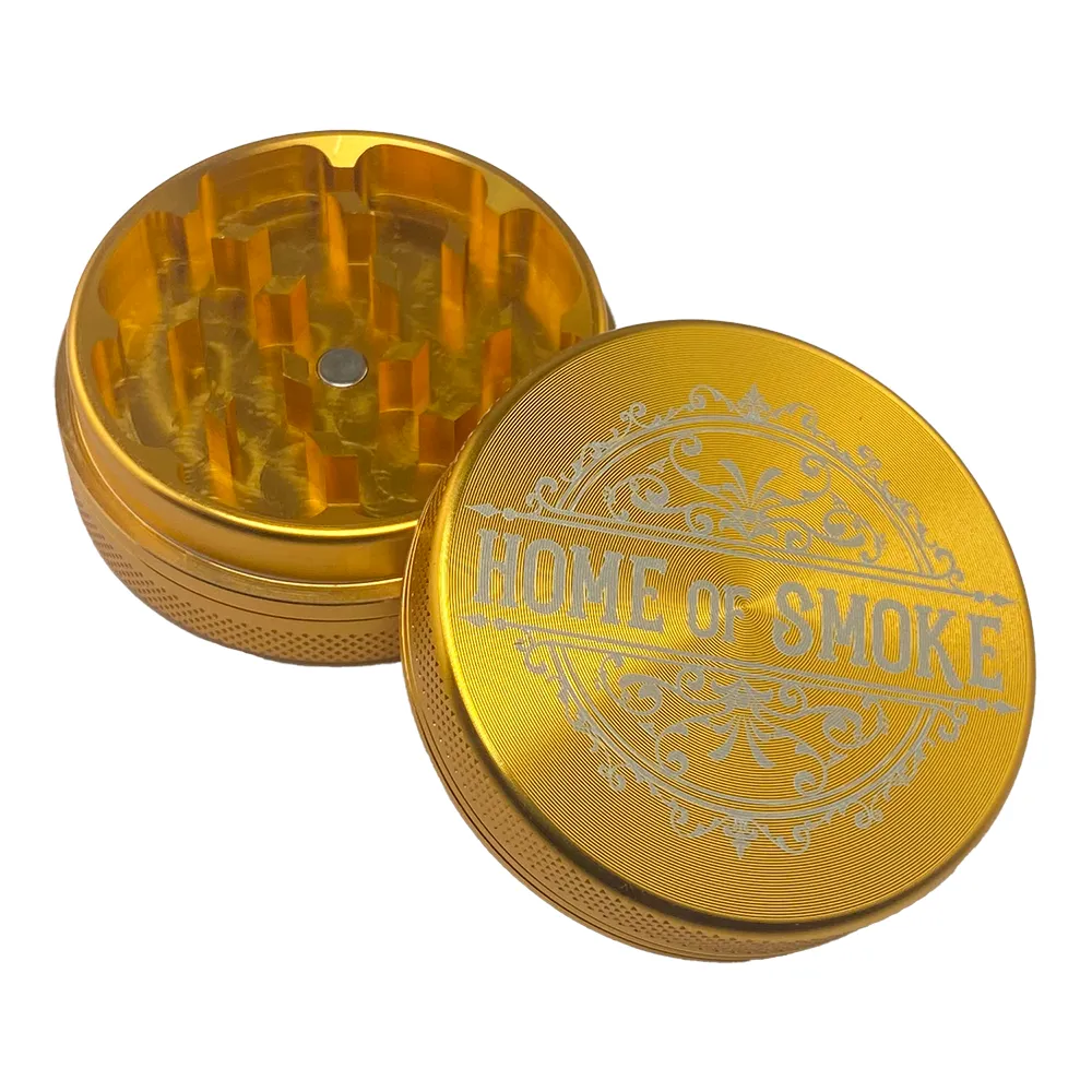 Home of Smoke Aluminium Grinder 2-teilig - Kompakter Premium Crusher | Ø 55 mm | Gold Cludi-Alugrinder-zweiteilig-gold-55mm