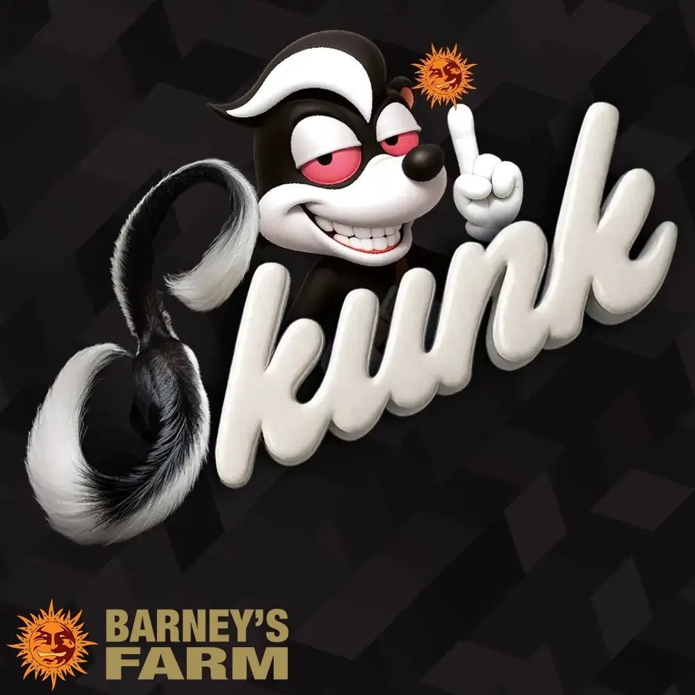 Skunk #1 Artwork Sorten-Grafik Skunk von Barneys Farm mit Stinktier-Illustration