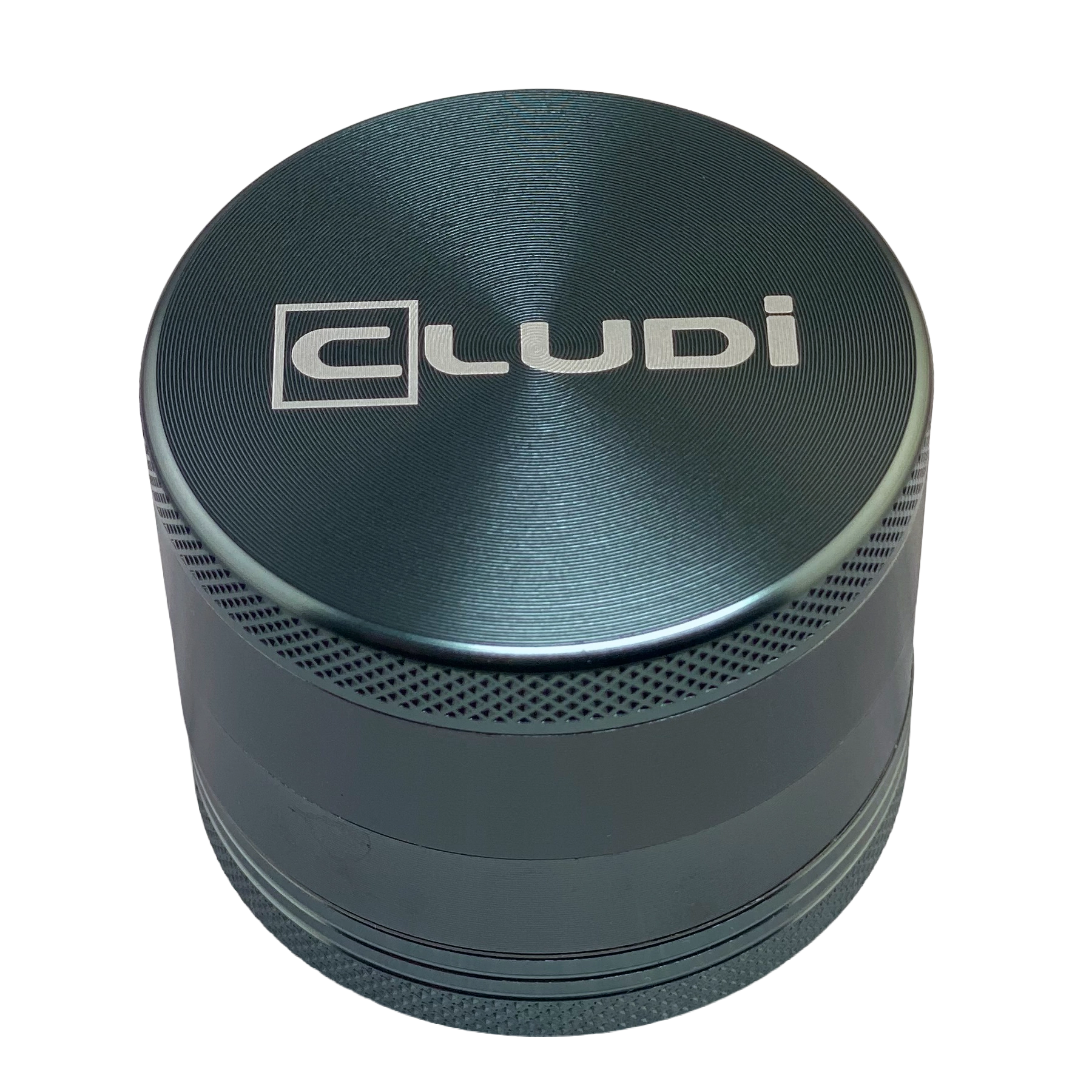 CLUDI Alugrinder 50mm CLUDI-Gravur CLUDI Alugrinder in Grau mit graviertem CLUDI Logo auf dem Deckel