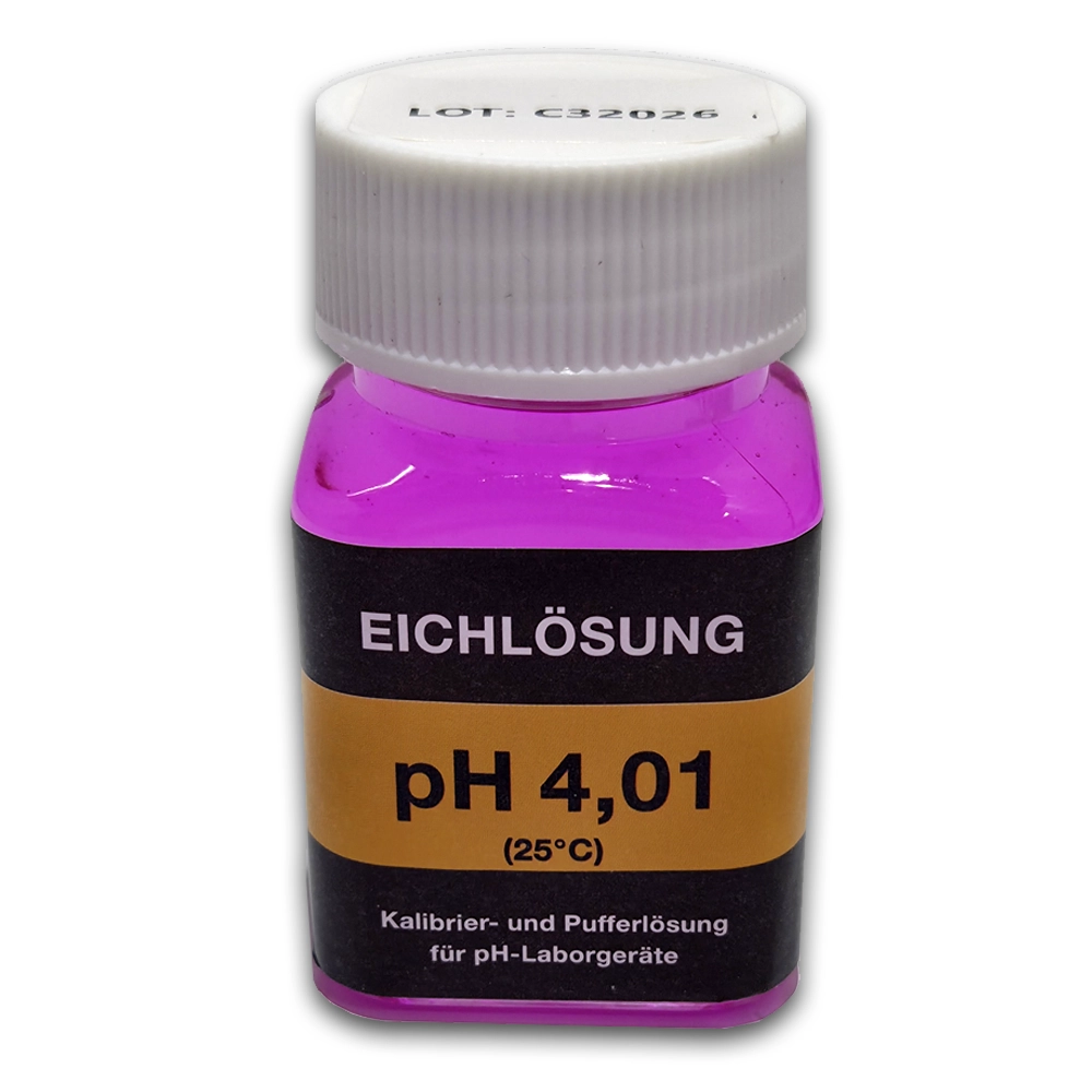 Eichlösung pH 4,01 Fläschchen Fläschchen mit violetter Eichlösung pH 4,01