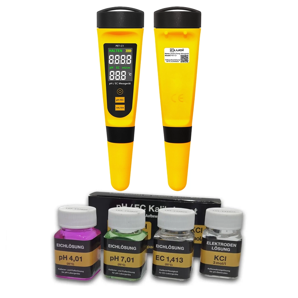 PET-C1 PRO Starter-Set – pH/EC Messgerät + Kalibrierset PET-C1 PRO Starter-Set – pH/EC Messgerät + Kalibrierset