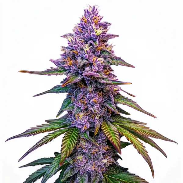 Purple Lemonade Autoflower Pflanze Freigestellte Purple Lemonade Autoflower Pflanze mit violetten Buds