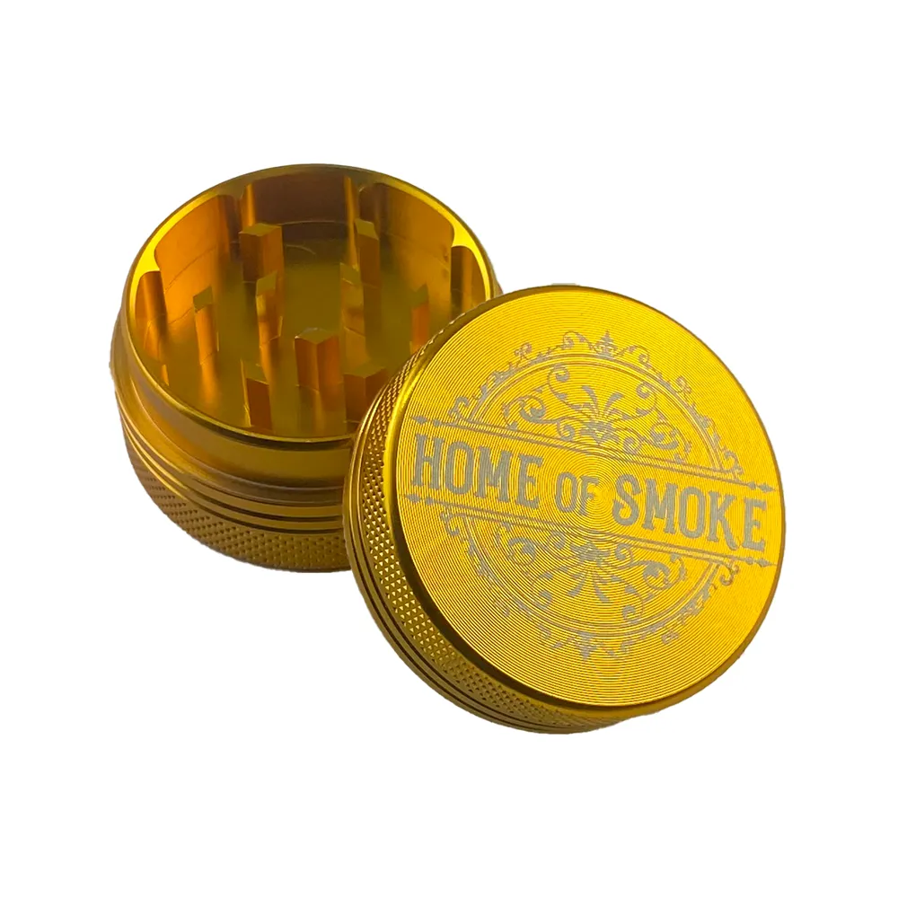 Home of Smoke Aluminium Grinder 2-teilig - Kompakter Premium Crusher | Ø 40 mm | Gold Cludi-Alugrinder-zweiteilig-gold-40mm