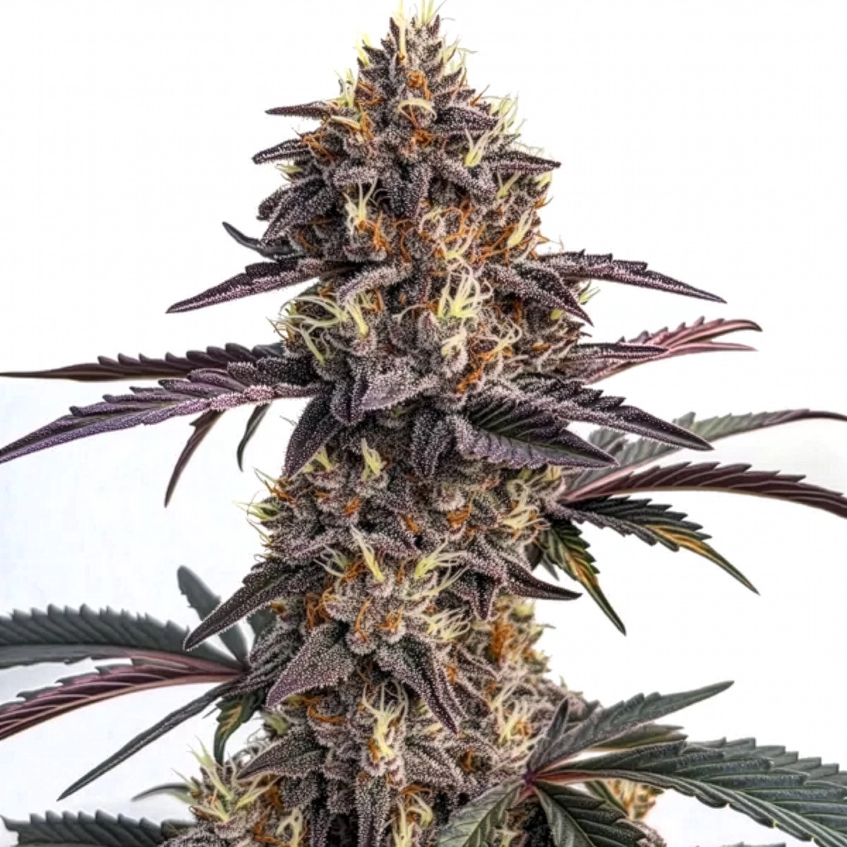 Moonshine Cookie Auto Pflanze Freigestellte Moonshine Cookie Auto Pflanze mit rötlichen Blättern