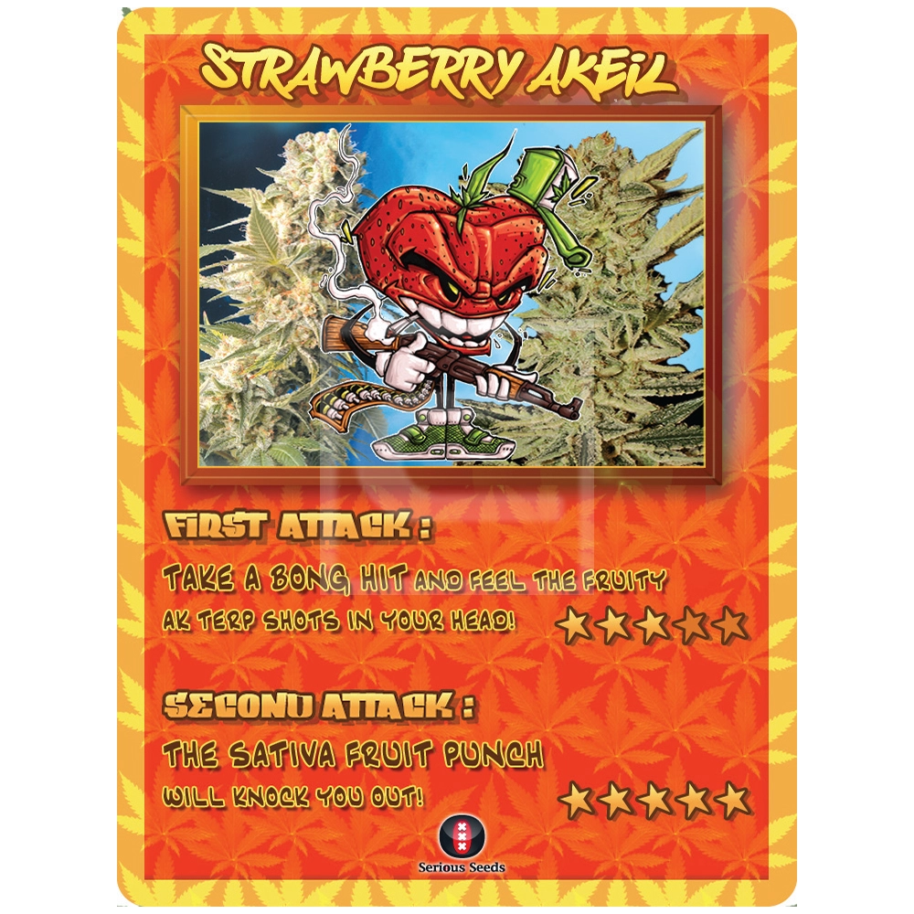 Strawberry AK Artwork Sorten-Illustration Strawberry AKeil im Sammelkarten-Stil