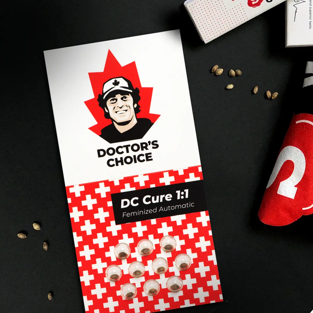 DC Cure 1:1 Verpackung Doctors Choice Verpackung DC Cure 1:1 mit Samen im Blister