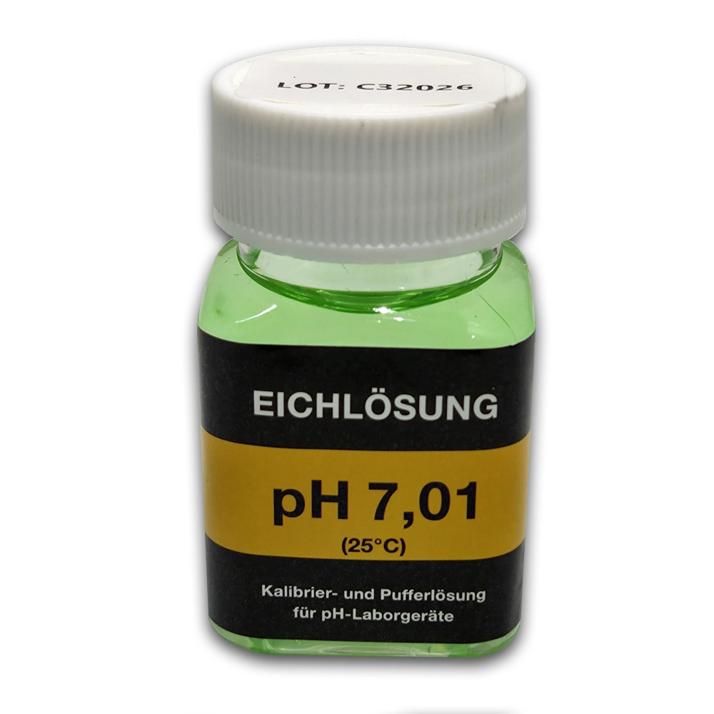 Eichlösung pH 7,01 Fläschchen Fläschchen mit grüner Eichlösung pH 7,01
