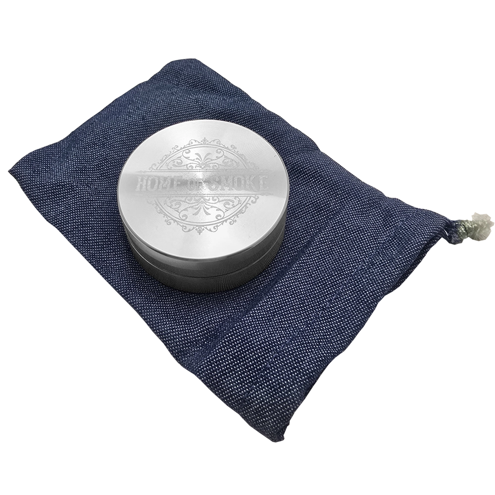 Home of Smoke - 2-teiliger Premium Edelstahl-Grinder - 50mm Version - Präzision für effiziente Kräuterzerkleinerung Home of Smoke Edelstahlgrinder 2teilig mit Tasche