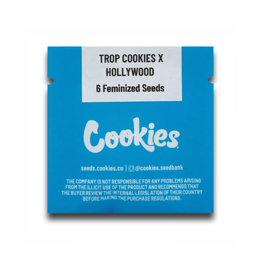 Trop Cookies x Hollywood Verpackung Blaue Cookies Verpackung Trop Cookies x Hollywood mit 6 feminisierten Samen