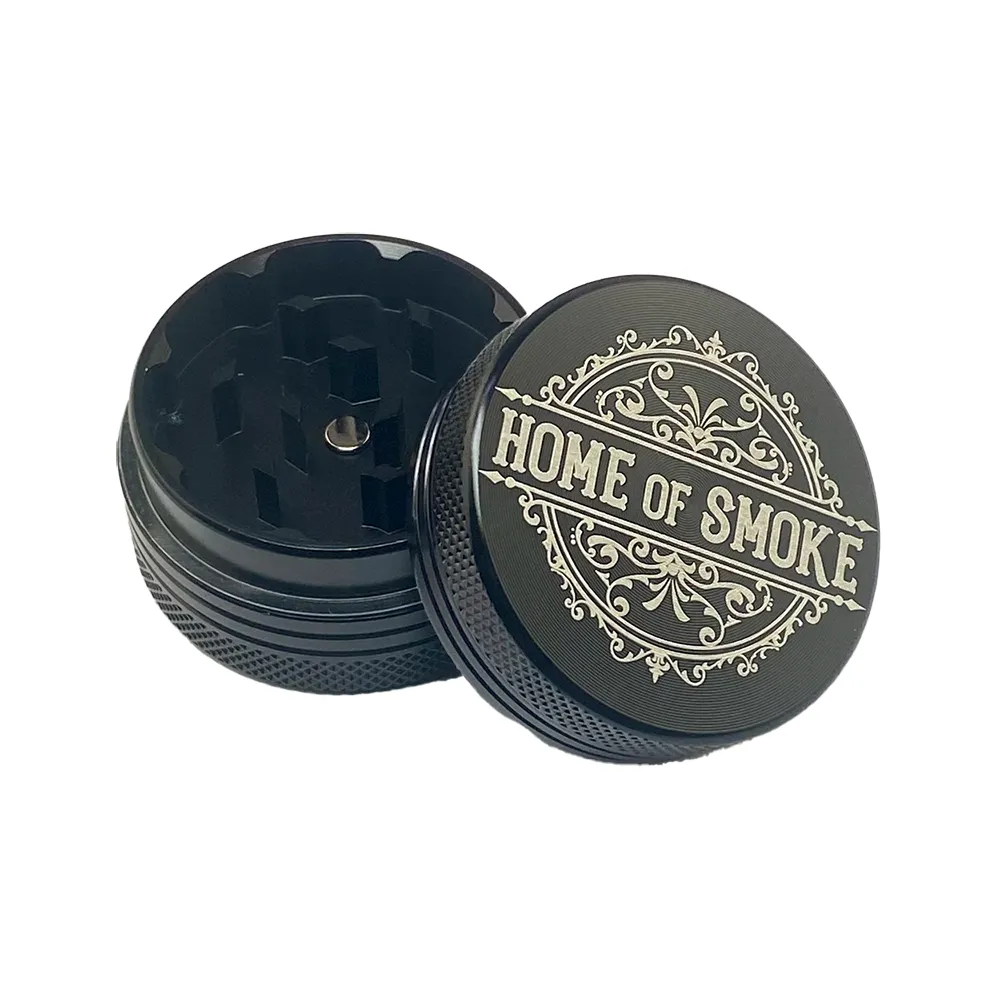 Home of Smoke Aluminium Grinder 2-teilig - Kompakter Premium Crusher | Ø 40 mm | Schwarz Cludi-Alugrinder-zweiteilig-schwarz-40mm